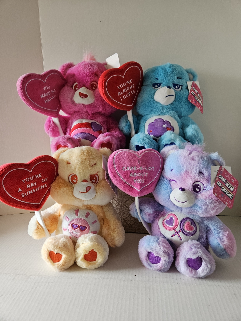 Care Bears Plush With Hearts, Full Set Of 4